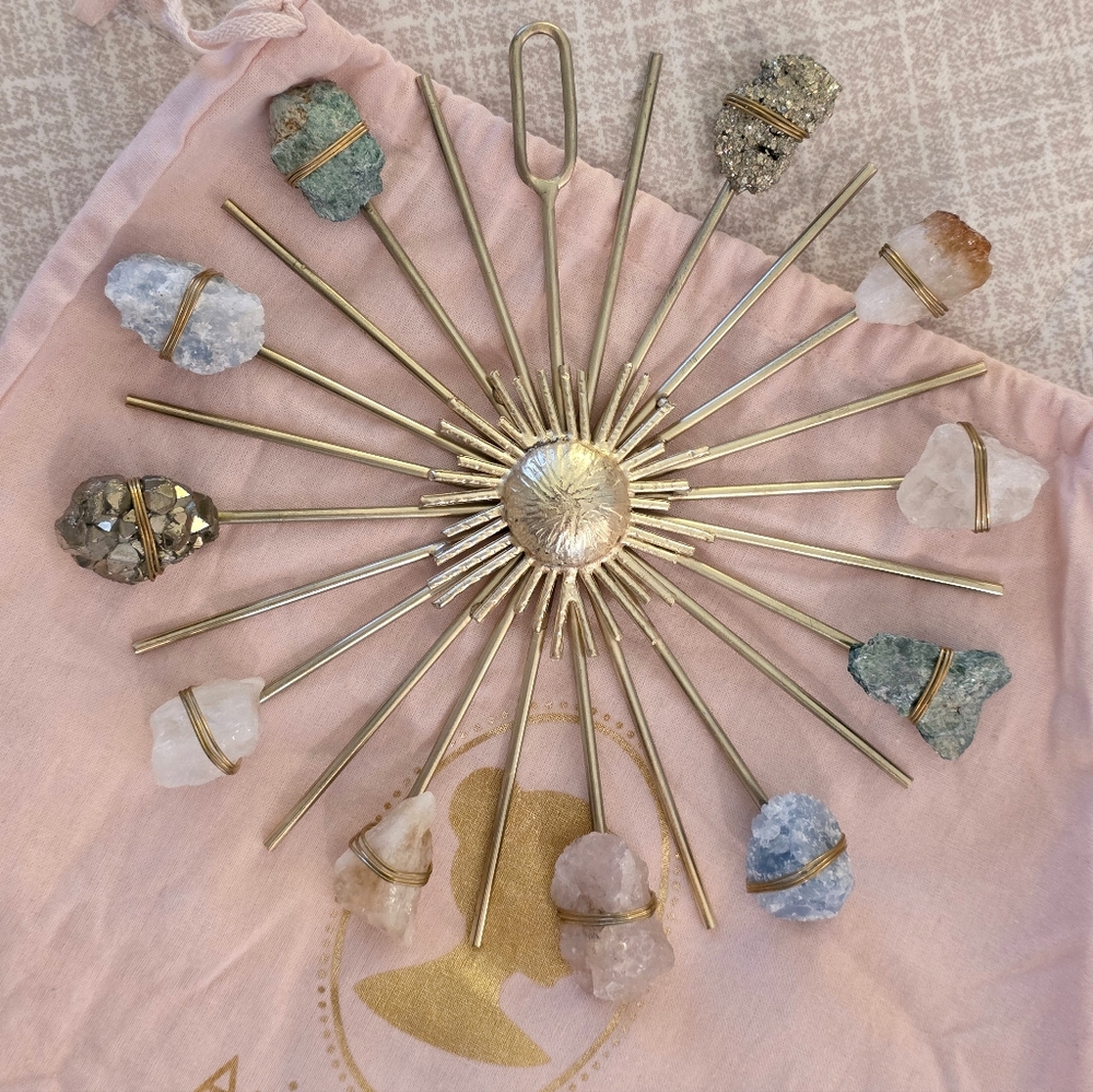 Gold Sunburst Wall Decor with Gemstones - Picture 4 of 5